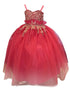 Little Girls Red Embroidered Sweetheart Neckline Flower Girl Dress 2-6 - SophiasStyle.com